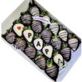 20pcs Black & White Indulgence with White Wording Base Chocolate Strawberries Gift Box (Custom Wording)